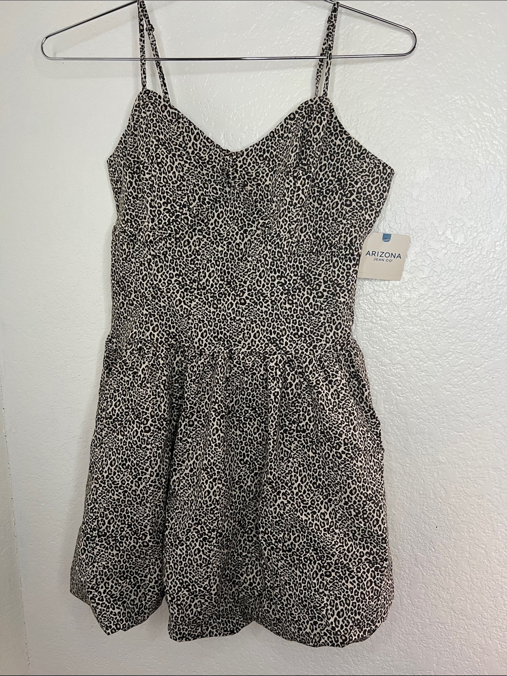 New Arizona Jean Company Leopard Print Mini Dress in Black and Cream medium